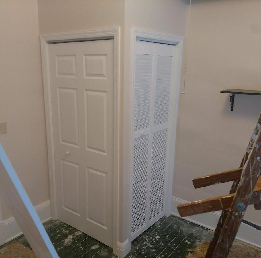 Construction of utility closet with doors